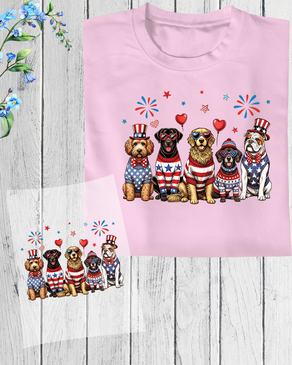4th of July Patriotic Dog Heat Transfer for Shirts