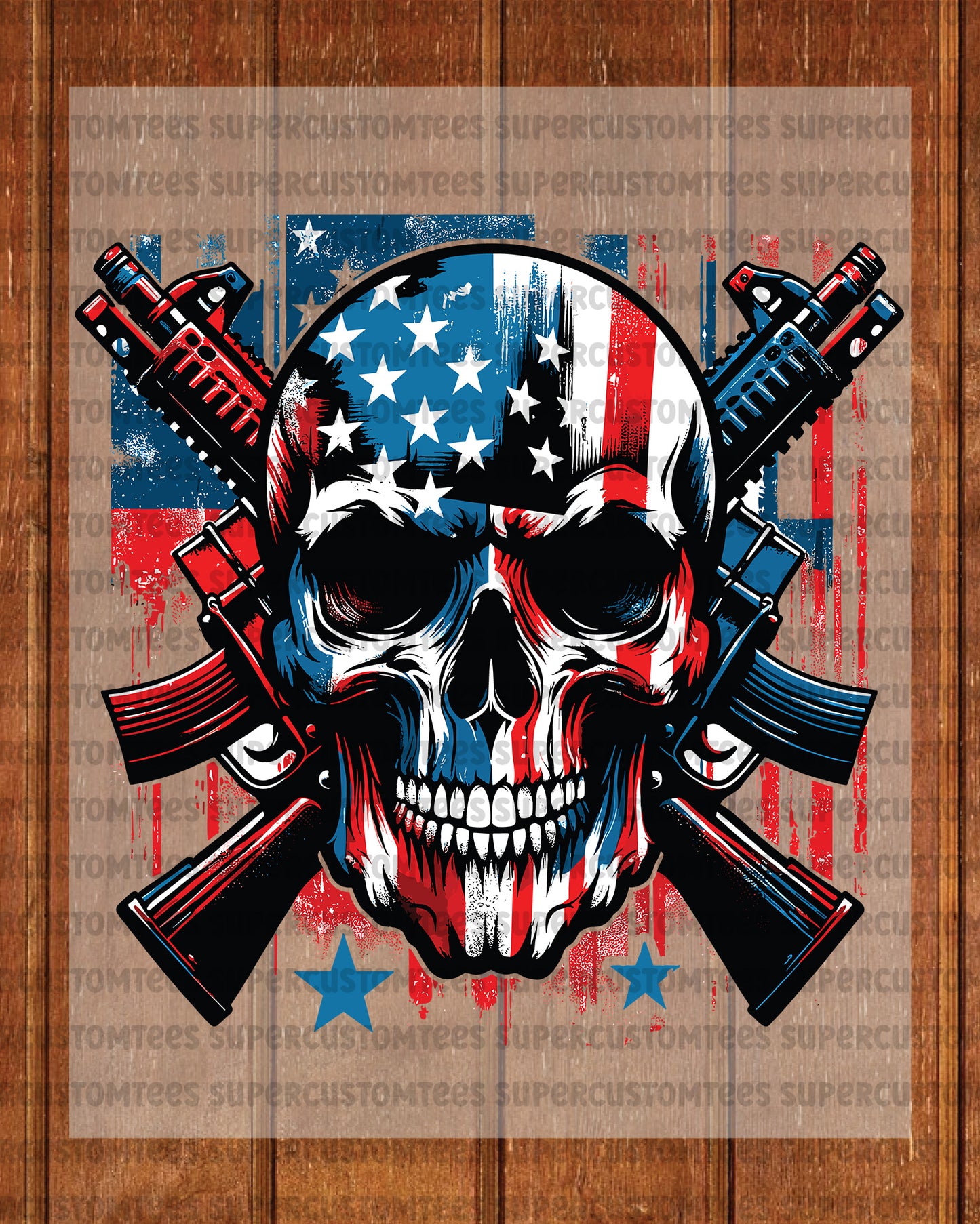 4th of July Skull with American Flag DTF Transfer