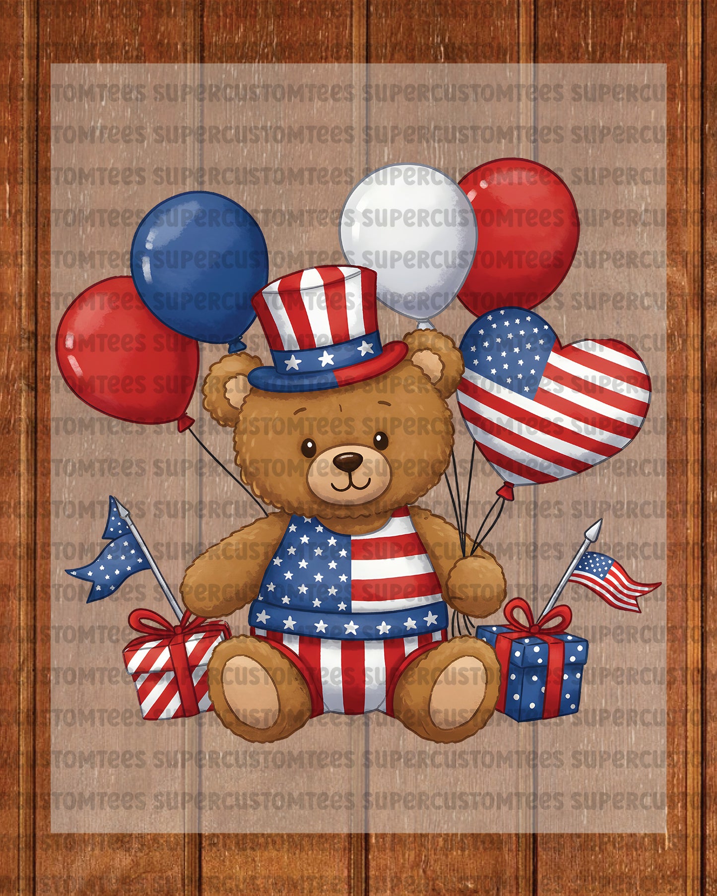 4th of July Teddy Bear DTF Transfer