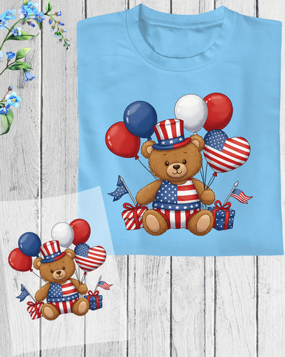 4th of July Teddy Bear DTF Transfer