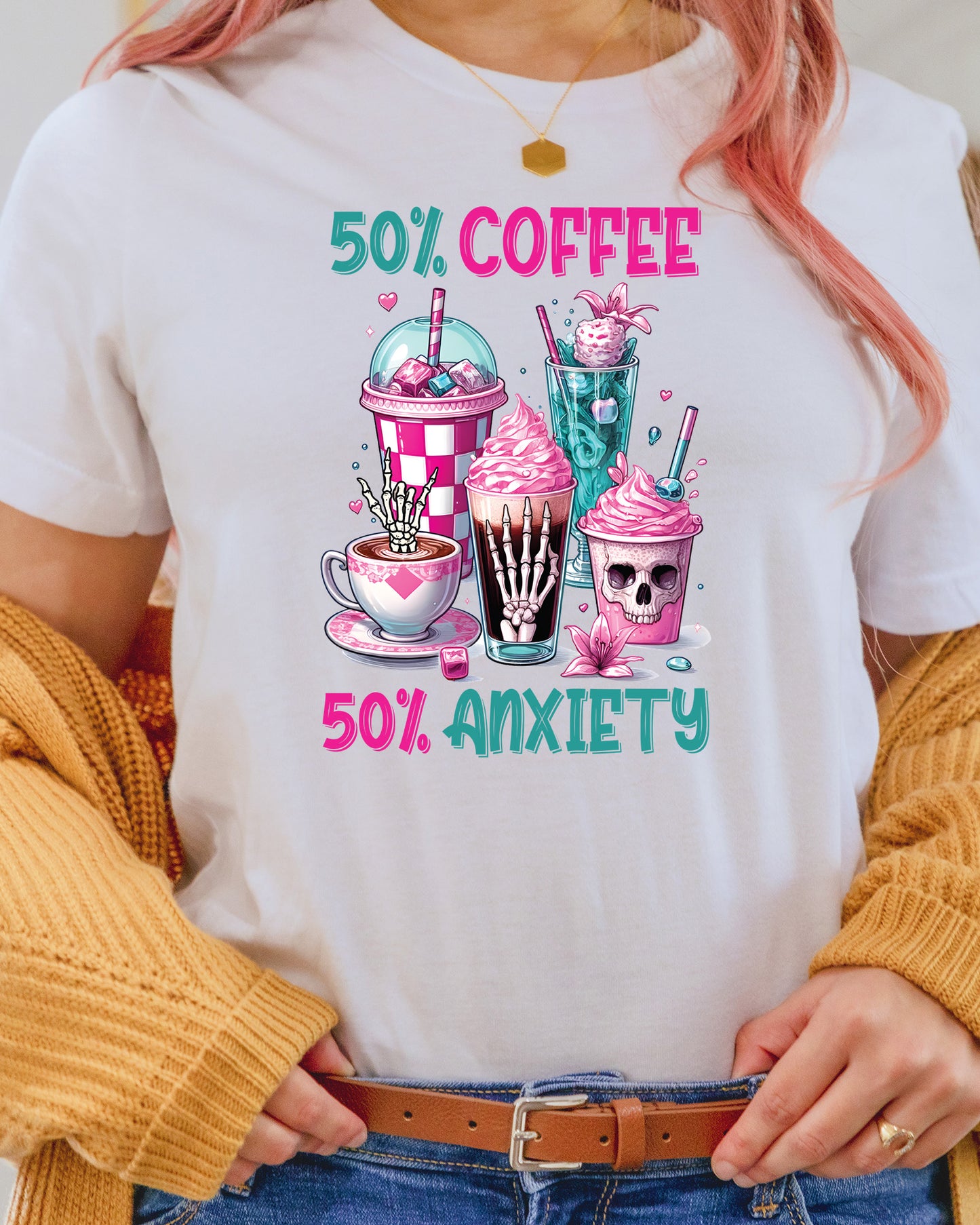 50/50 Coffee Anxiety DTF Transfer