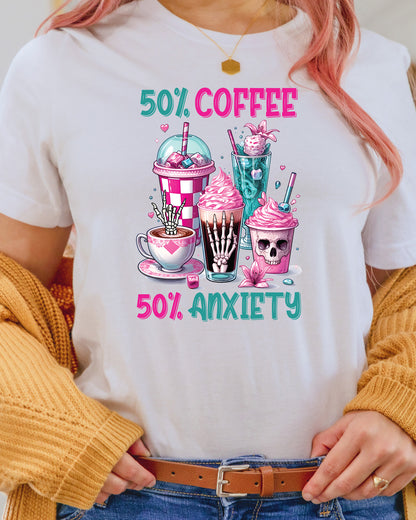 50/50 Coffee Anxiety DTF Transfer