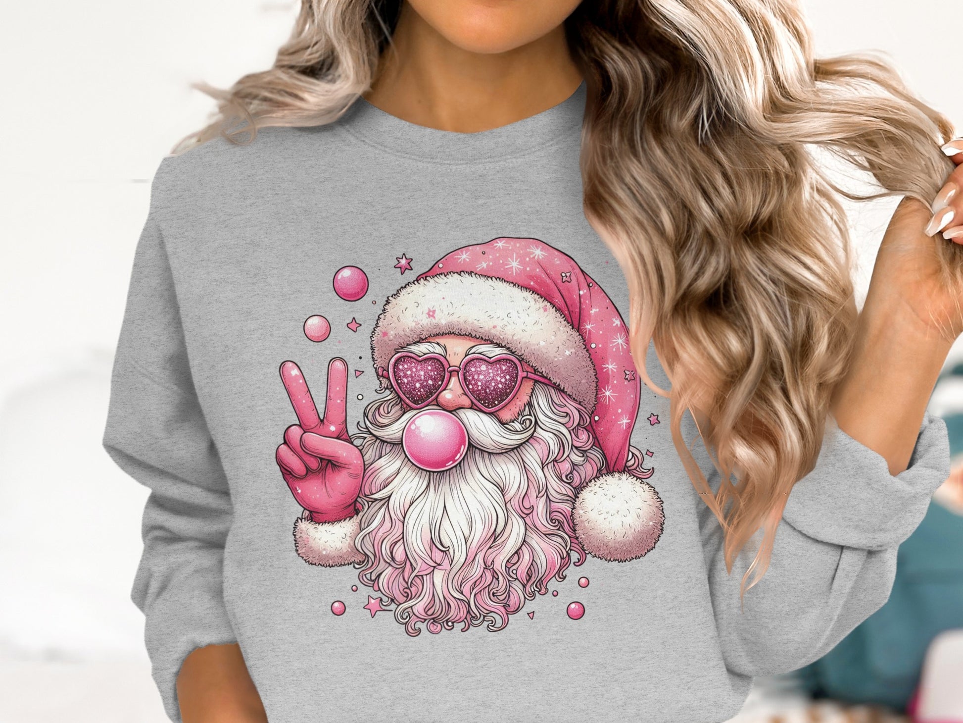 Cool Santa Peace Sign Graphic Sweatshirt Product