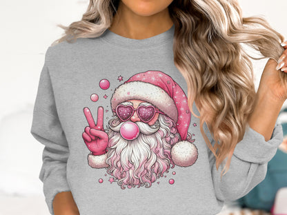 Cool Santa Peace Sign Graphic Sweatshirt Product