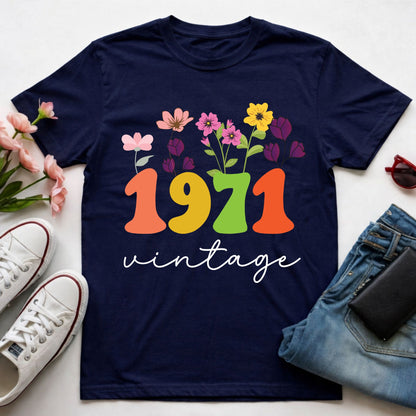 55th Birthday Shirt Women Made in 1971 T-Shirt 55 Years Loved Floral Birthday Gift