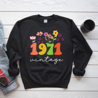 55th Birthday Shirt Women Made in 1971 T-Shirt 55 Years Loved Floral Birthday Gift