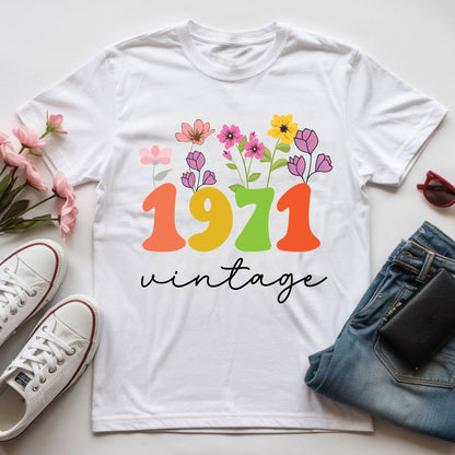 55th Birthday Shirt Women Made in 1971 T-Shirt 55 Years Loved Floral Birthday Gift
