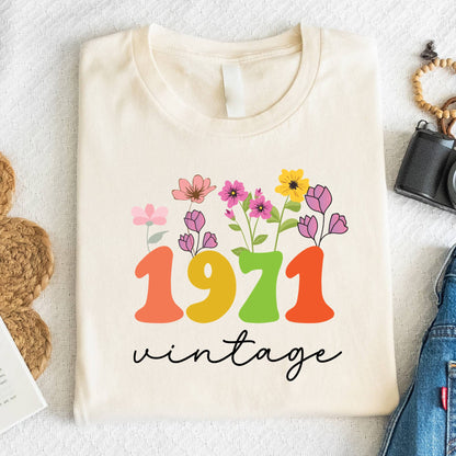 55th Birthday Shirt Women Made in 1971 T-Shirt 55 Years Loved Floral Birthday Gift