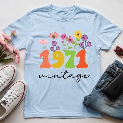 55th Birthday Shirt Women Made in 1971 T-Shirt 55 Years Loved Floral Birthday Gift