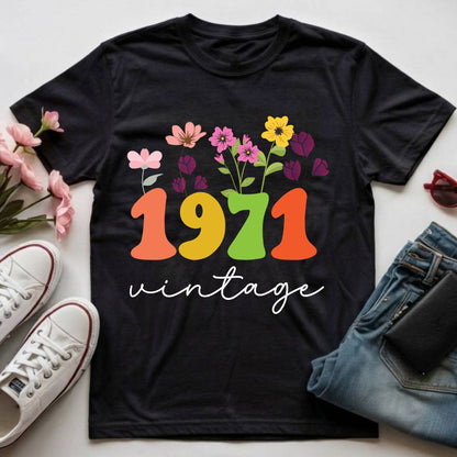 55th Birthday Shirt Women Made in 1971 T-Shirt 55 Years Loved Floral Birthday Gift