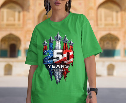 USA 250 Years Patriotic Fighter Jets Shirt American Flag Aviation Freedom Celebration Tees Independence Anniversary United States Gift