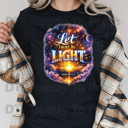Let There Be Light Genesis 1:3 DTF Transfer Ready to Press