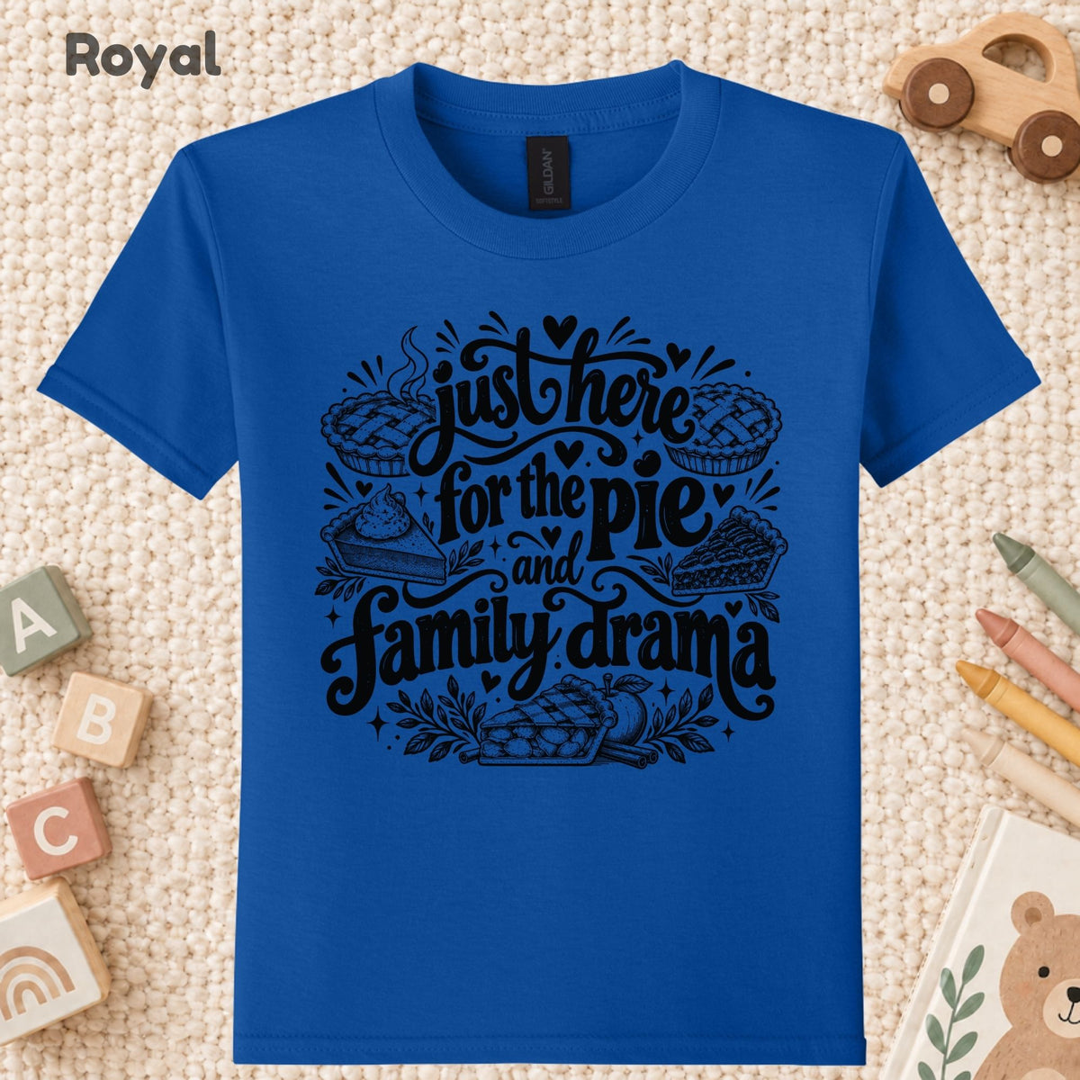 Funny Thanksgiving T-Shirt, Just Here for the Pie Turkey Tee, Fall Family Dinner Sweatshirt
