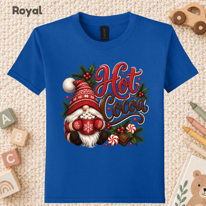 Christmas Gnome T-Shirt, Hot Cocoa Peppermint and Holly Graphic Tee, Cute Holiday Shirt