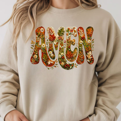 Christian Floral Sweatshirt, Fall Faith T Shirts, Amen Bible Verse Tees