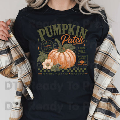 Halloween Pumpkin Patch DTF Transfer Ready to Press Farm Fresh Autumn Heat Transfer For Shirts Vintage Fall Pumpkin Graphic Print Locally Grown