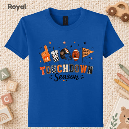 Touchdown Season Football T-Shirt, Game Day Fall Tee for Toddler and Kids