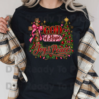 Christian Christmas DTF Transfers, Cross God of Hope Joy Peace Faith Holiday Ready to Press