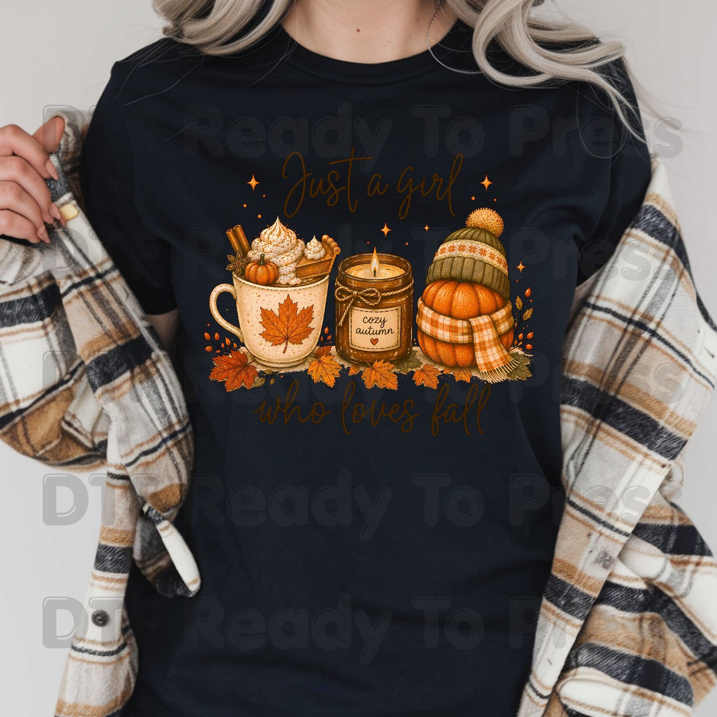 Just A Girl Who Loves Fall DTF Transfer Ready to Press