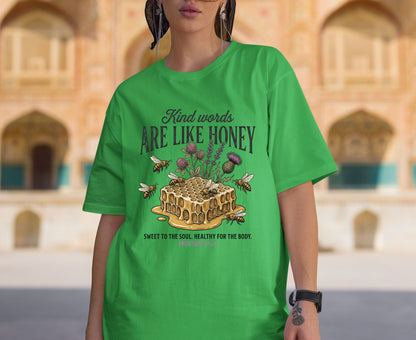 Kind Words Are Like Honey T Shirt Proverbs 16:24 Tee Christian Bee Honeycomb Shirt Religious Faith Gift Adult Youth Toddler Baby Apparel