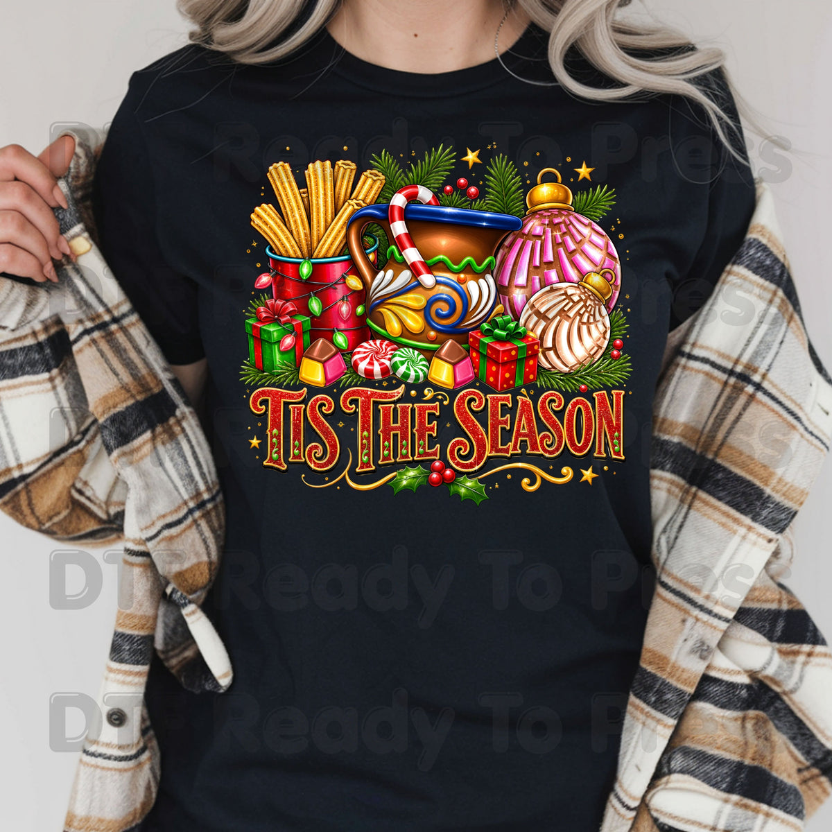 Tis the Season DTF Transfers, Mexican Christmas Churros Conchas Festive Holiday Ready to Press