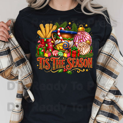 Tis the Season DTF Transfers, Mexican Christmas Churros Conchas Festive Holiday Ready to Press