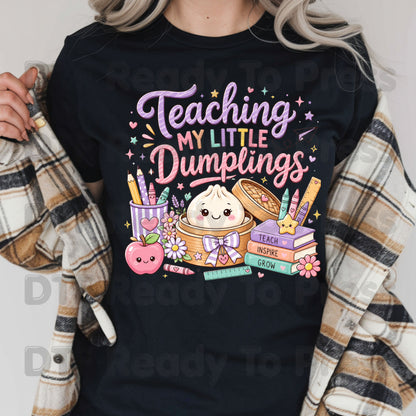 Teaching My Little Dumplings DTF Transfers, Cute Pastel Kawaii Teacher School Life Ready to Press