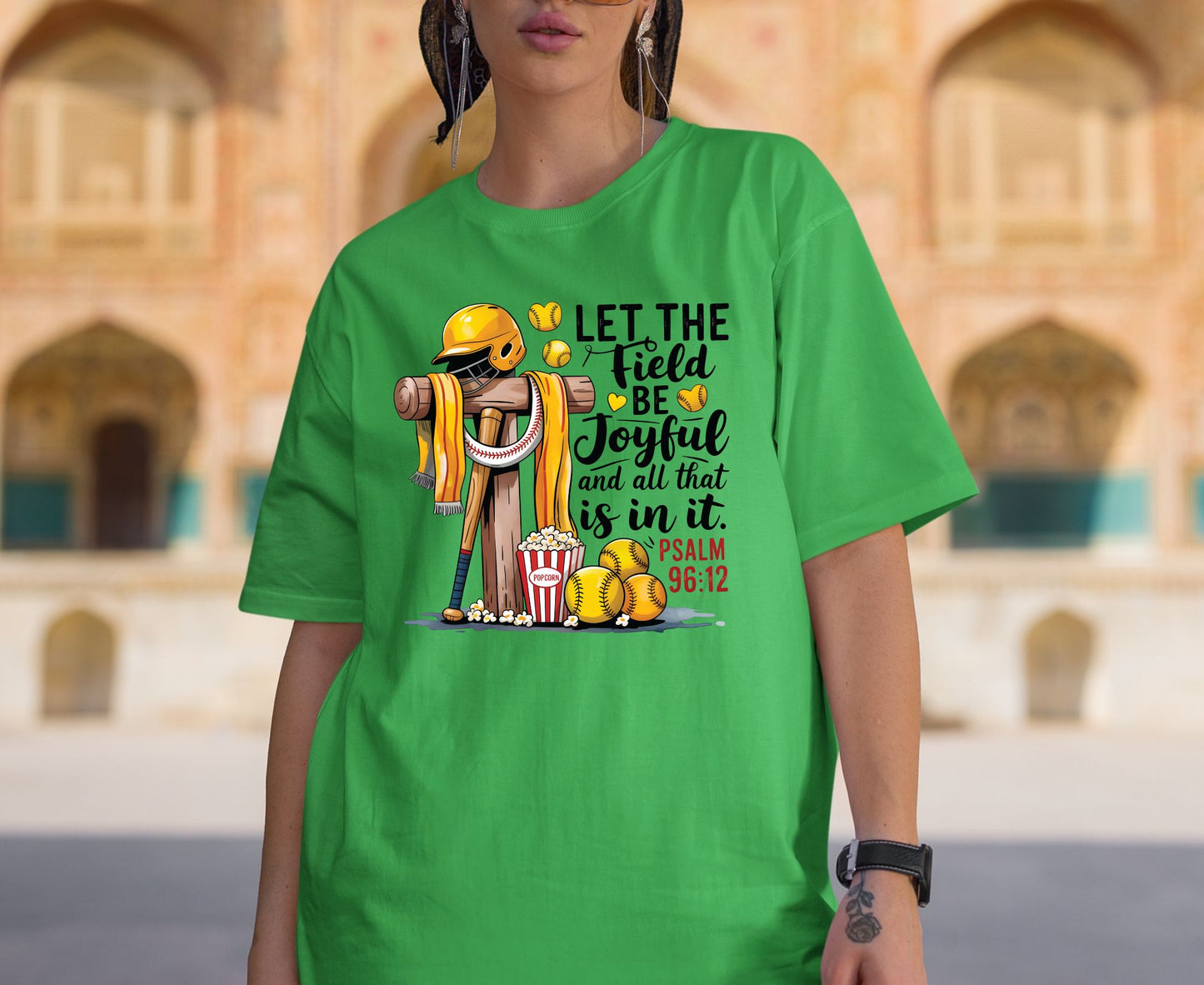 Let The Field Be Joyful T Shirt Psalm 96:12 Baseball Tee Christian Sports Shirt Adult Youth Toddler Baby Religious Gift Baseball Coach Tee
