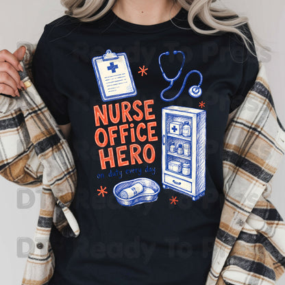 Nurse Office Hero DTF Transfers, School Medical Stethoscope Clipboard Nurse Ready to Press