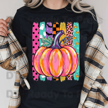 Halloween Pumpkin Brush Strokes DTF Transfers, Leopard Ghosts Candy Corn Spooky Season Ready to Press