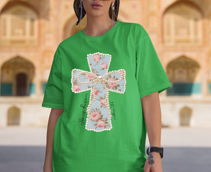 He Is Risen T Shirt Floral Cross Tee Matthew 28:6 Faith Shirt Adult Youth Toddler Baby Religious Gift Shabby Chic Aesthetic Christian Shirt