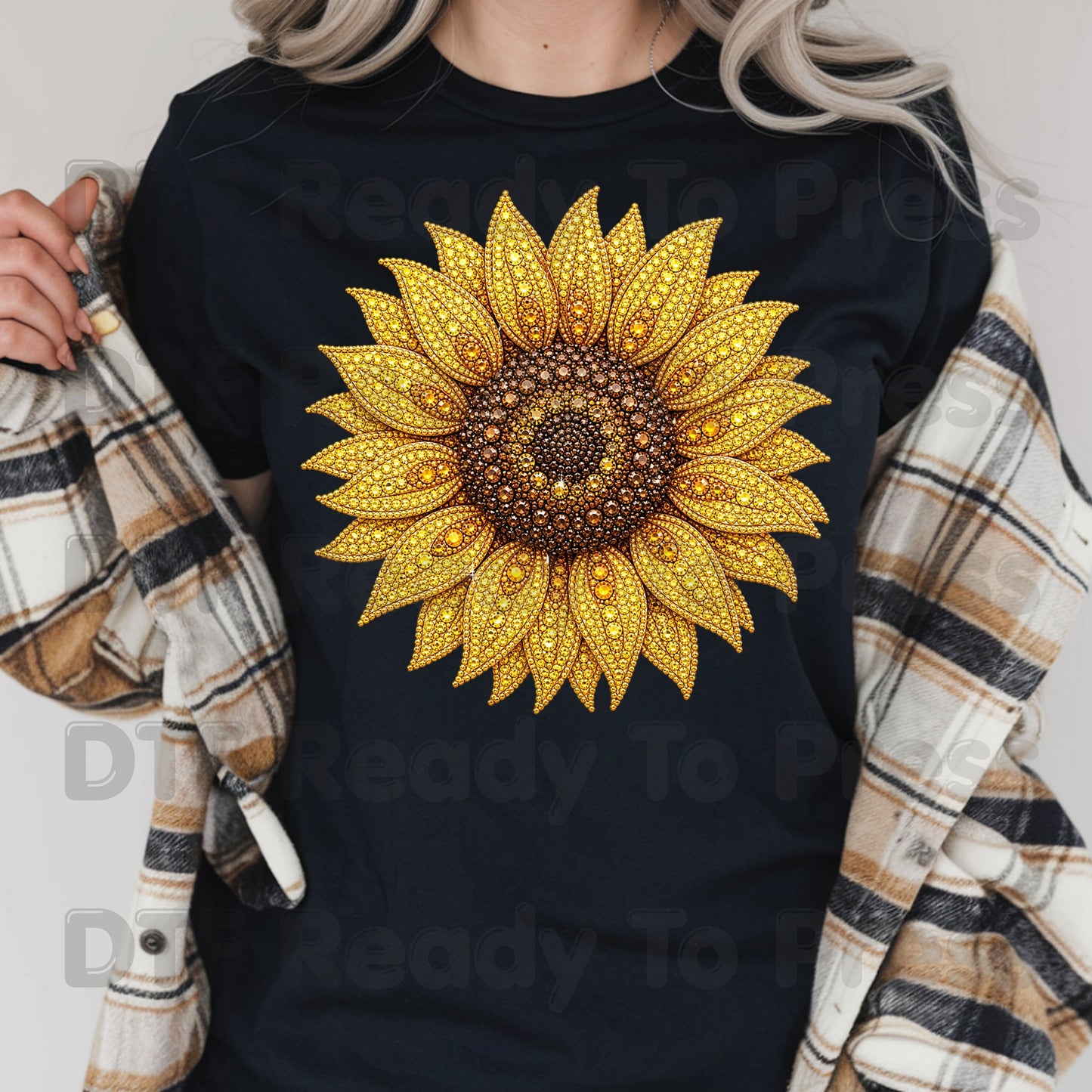 Sunflower DTF Transfers, Yellow Beaded Floral Summer Fall Flower Ready to Press