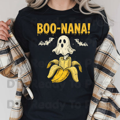 Boonana Ghost Halloween DTF Transfers, Funny Banana Ghost Spooky Vibes Ready to Press
