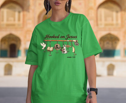 Hooked On Jesus T Shirt Mark 1:17 Christian Fishing Tee Easter Faith Shirt Adult Youth Toddler Baby Religious Gift Fishers Of Men Tee Shirt