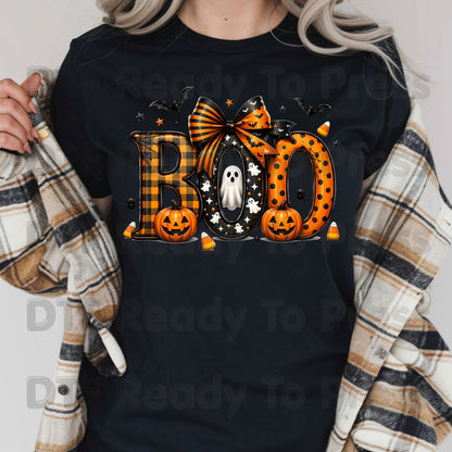 Boo Pumpkin Ghost Halloween DTF Transfers, Coquette Bow Cute Spooky Ready to Press