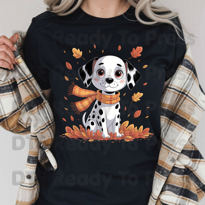 Fall Dalmatian DTF Transfer Ready to Press