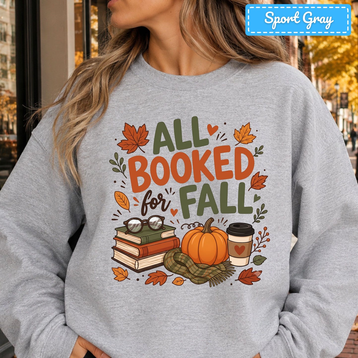 All Booked for Fall Bookish Pumpkin T-Shirt, Cozy Reading Sweatshirt