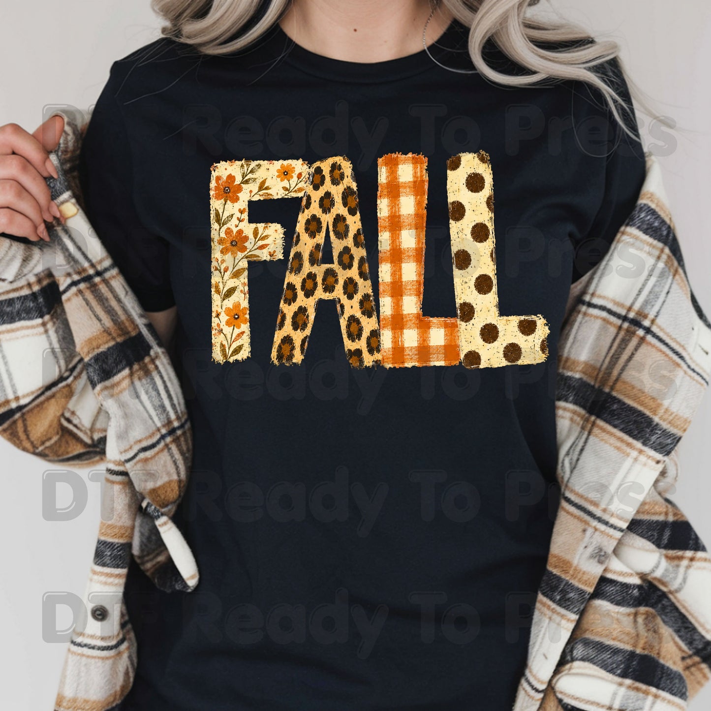 Fall Floral DTF Transfer Ready to Press Autumn Floral Leopard Plaid Polka Dot Letters Heat Transfer Shirts Cozy Autumn Vibe Tees