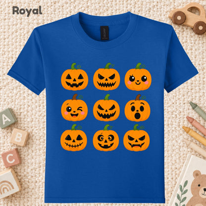 Pumpkin Faces Halloween T-Shirt for Toddler and Kids