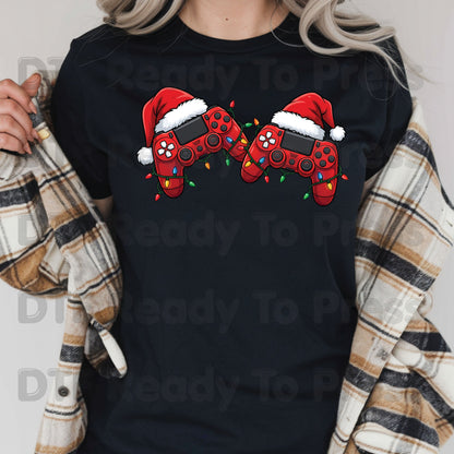 Christmas DTF Transfer, Video Game Controllers, Santa Hats and Holiday Lights