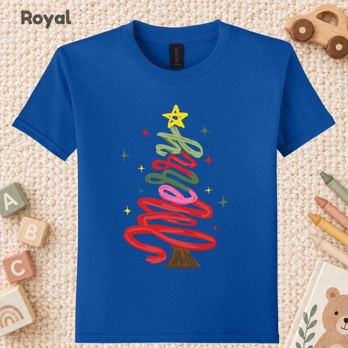 Merry Christmas T-Shirt, Script Tree Sparkle Tee, Festive Holiday Sweatshirt