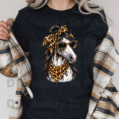 Western Horse DTF Transfers, Leopard Bandana Sunglasses Country Cowgirl Ready to Press