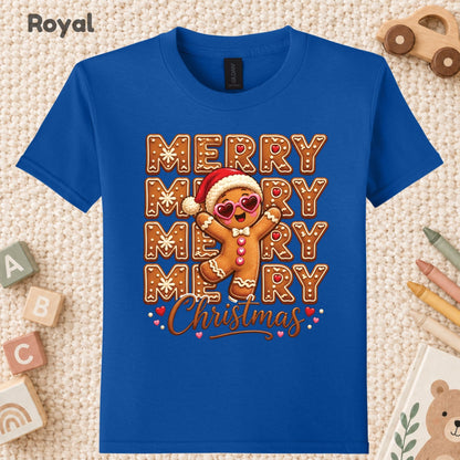 Funny Gingerbread Christmas T-Shirt, Merry Gingerbread Man with Sunglasses Graphic Tee, Cute Holiday Shirt