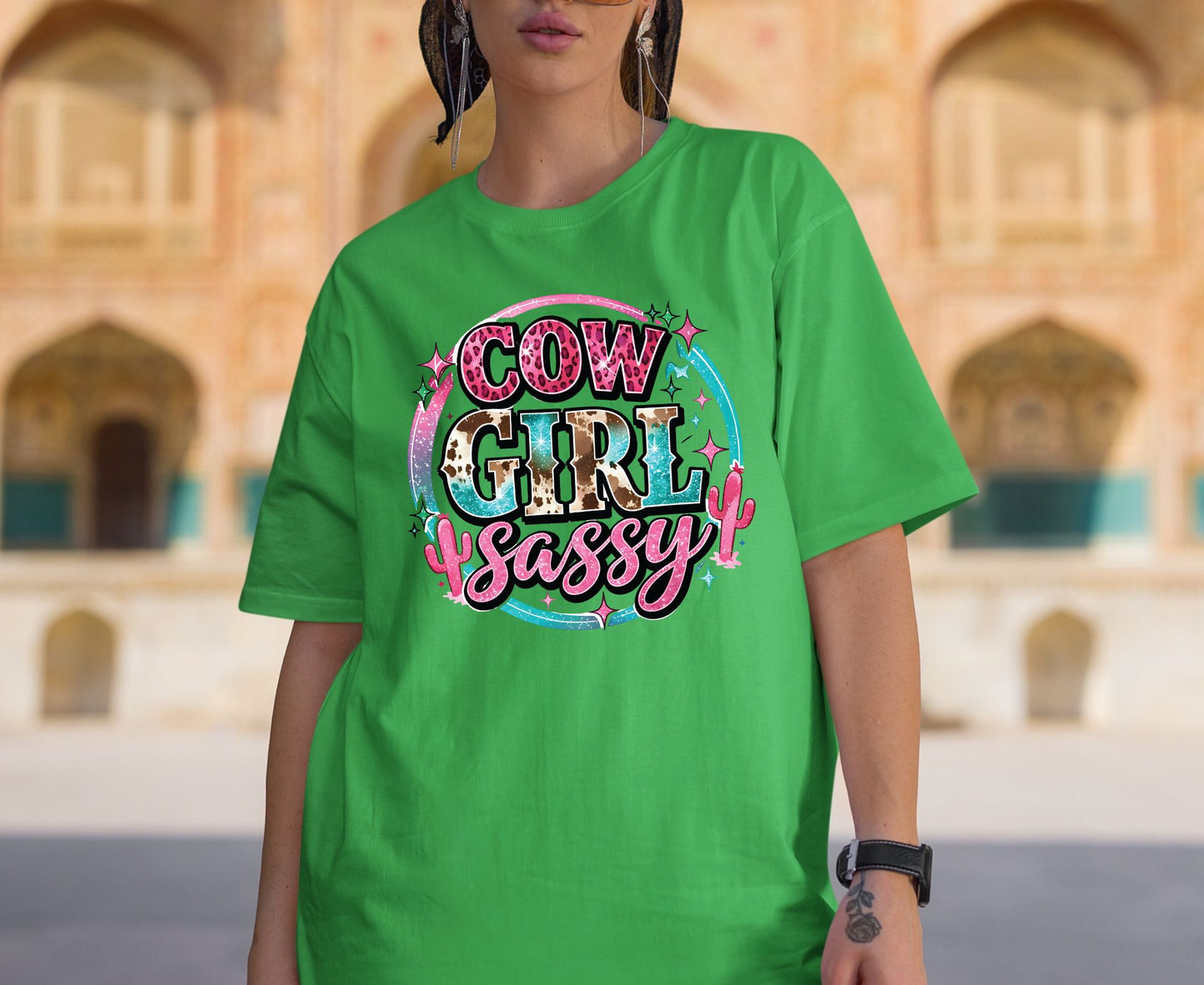 Sassy Cowgirl T Shirt Adult Youth Toddler Baby Pink Cheetah Leopard Print Western Graphic Tee Country Girl Aesthetic Retro Rodeo Cactus Gift