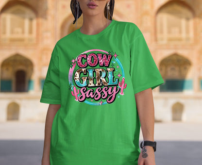 Sassy Cowgirl T Shirt Adult Youth Toddler Baby Pink Cheetah Leopard Print Western Graphic Tee Country Girl Aesthetic Retro Rodeo Cactus Gift