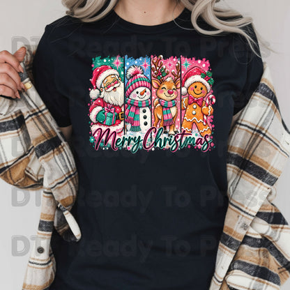 Christmas DTF Transfer, Santa Snowman Reindeer Gingerbread