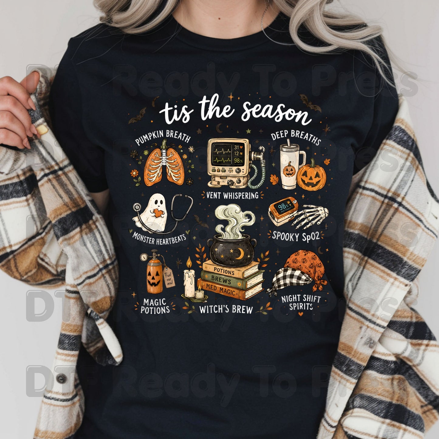 Halloween Respiratory Therapist DTF Transfers, RT Nurse Spooky Season Medical Ready to Press