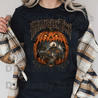 Halloween Town DTF Transfers, Est 1998 Spooky Pumpkin Vintage Haunted House Ready to Press