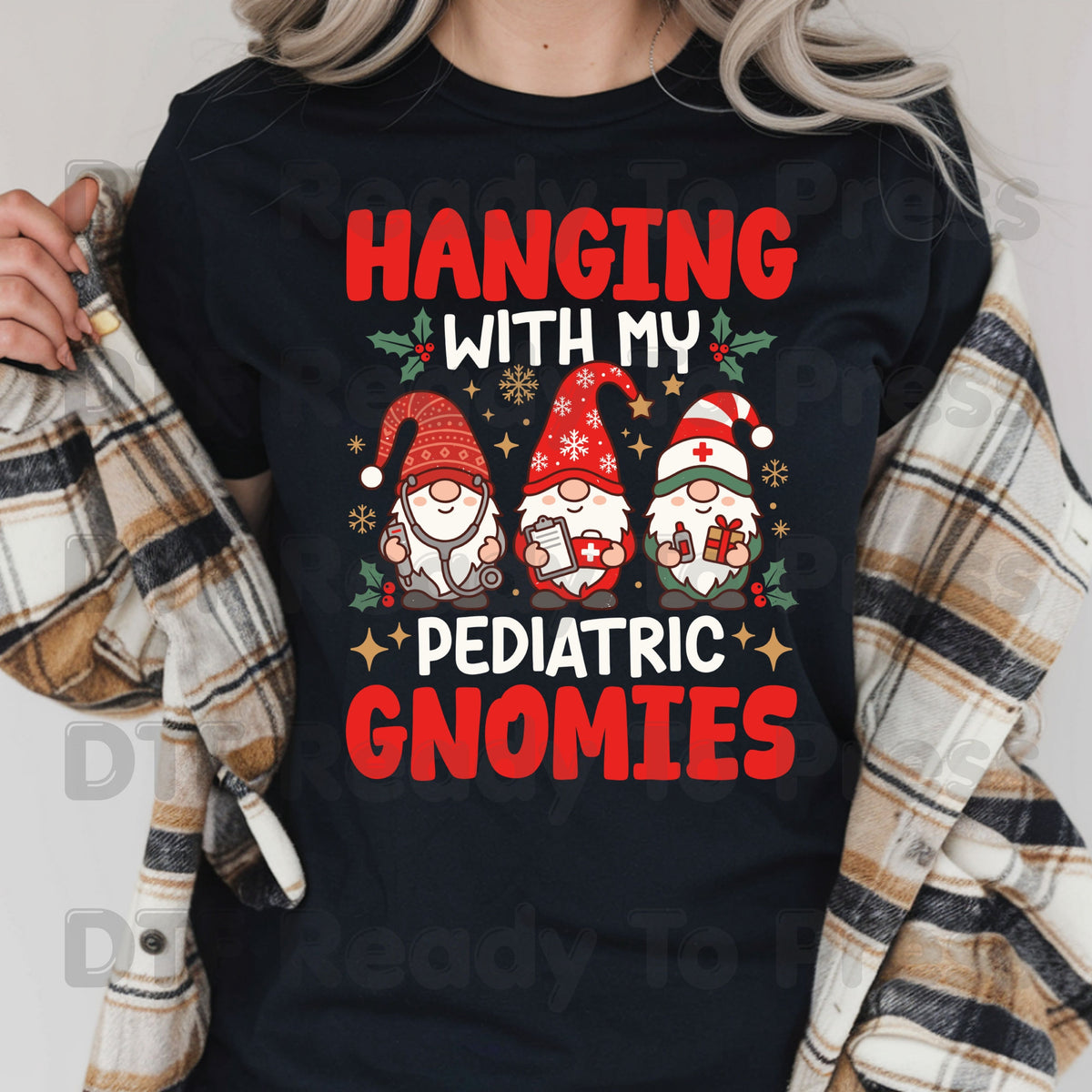 Hanging With My Pediatric Gnomies DTF Transfers, Christmas Nurse Gnomes Pediatric Nursing Ready to Press
