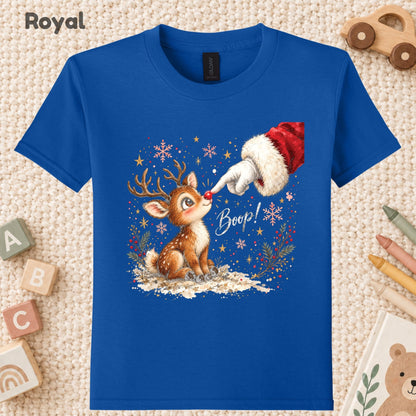 Boop Cute Reindeer T-Shirt, Santa Red Nose Christmas Tee, Festive Holiday Sweatshirt